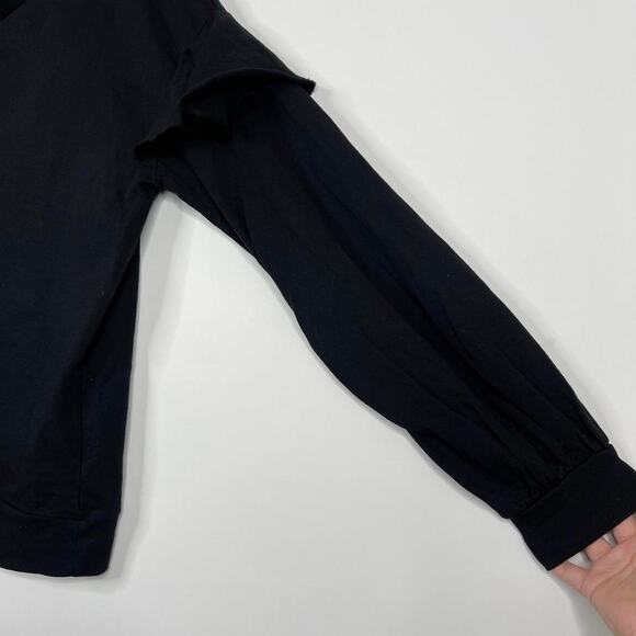 2/$30 ZARA One Shoulder Jumper Sweater Small Black Ruffle Balloon Sleeve #6152 - Picture 9 of 16